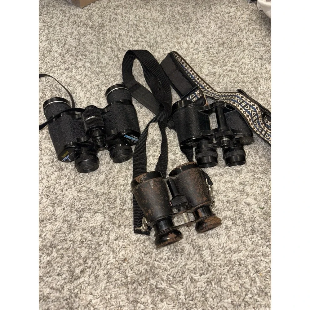 Vintage Binocular Lot of 3 Tasco 7 X 35 Luna 8 X 30 Opera Untested Read